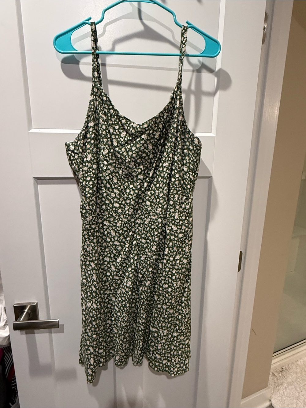 Old Navy Olive Green Floral Slip Mini Dress